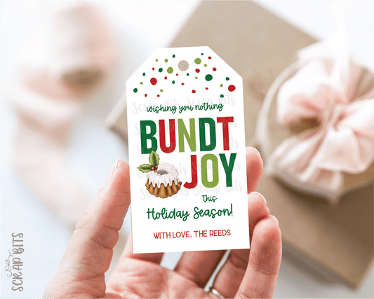 Christmas Bundt Cake Gift Tags, Wishing You Nothing Bundt Joy . Personalized Christmas Gift Tags - Scrap Bits