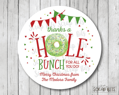 Christmas Donut Stickers, Donut Know What We Would Do Without You, Bunting . Christmas Gift Stickers or Tags - Scrap Bits