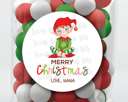 Christmas Elf Stickers or Tags . Christmas Gift Labels - Scrap Bits