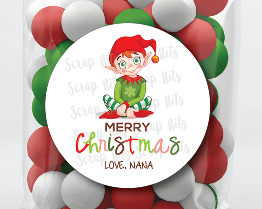 Christmas Elf Stickers or Tags . Christmas Gift Labels - Scrap Bits