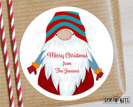 Christmas Gnome Stickers or Tags . Christmas Gift Labels - Scrap Bits