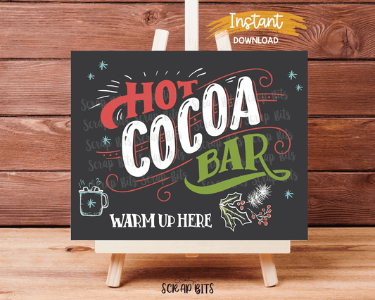 Christmas Hot Cocoa Bar Sign, Instant Download . 5 Digital Print Sizes - Scrap Bits