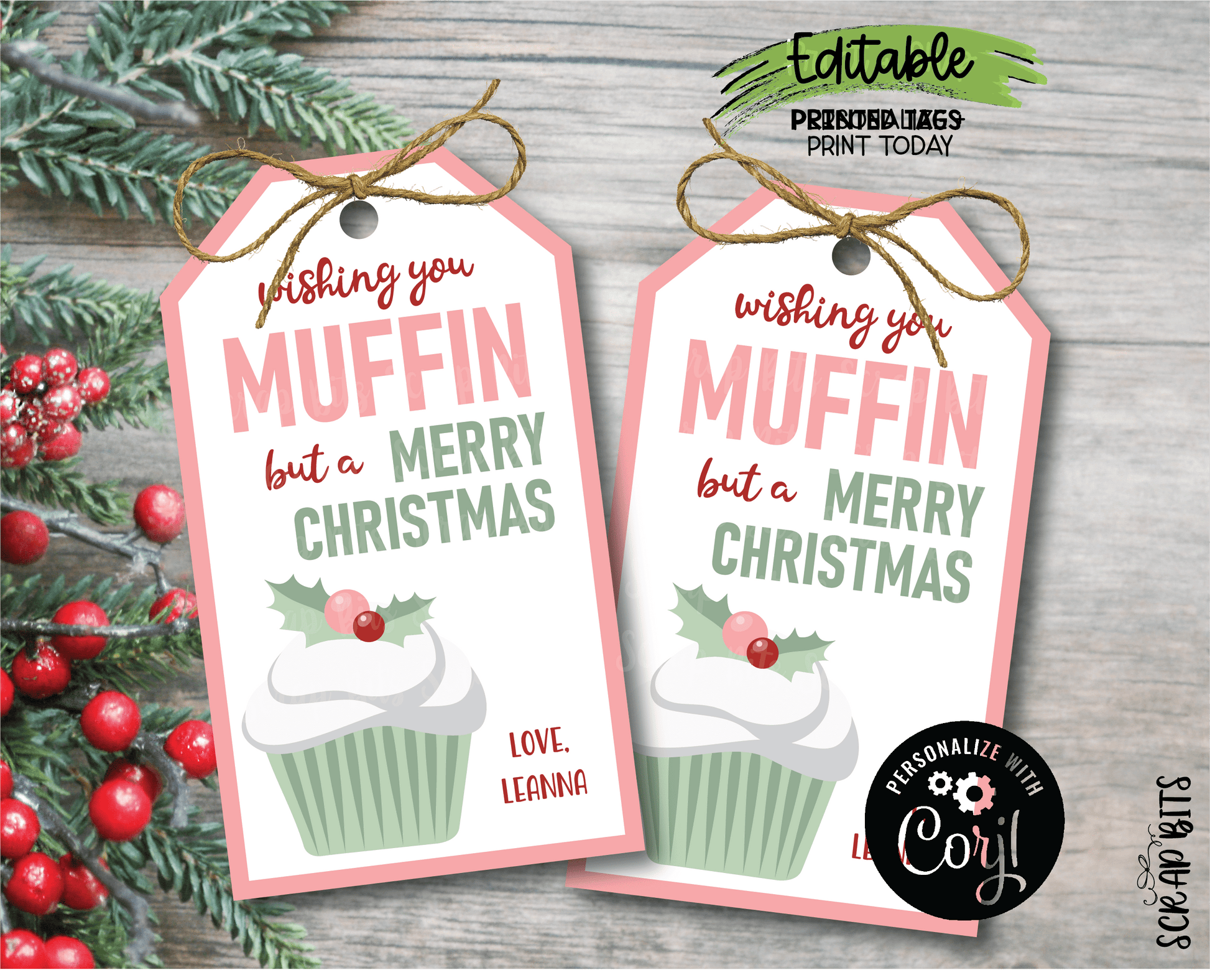 Christmas Muffin Tags, Pink Wishing You Muffin But A Merry Christmas G – Scrap Bits christmas-muffin-tags-pink-wishing-you-muffin-but-a-merry-christmas-g-scrap-bits