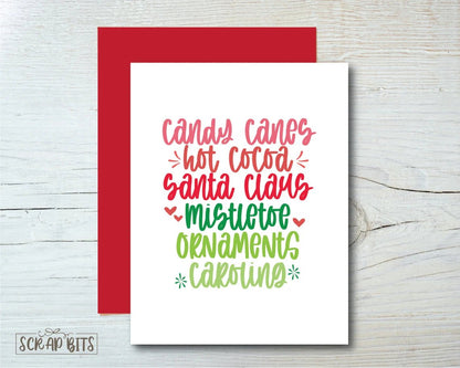 Christmas Word Stack Card, Christmas Card . Single or Set of 10 - Scrap Bits