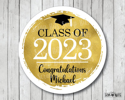 Class of 2023 Faux Gold Foil Graduation Stickers or Tags - Scrap Bits
