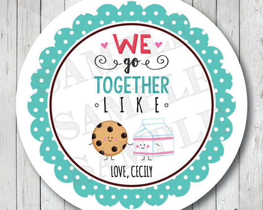 Cookies & Milk We Go Together . Valentine's Day Stickers or Tags - Scrap Bits