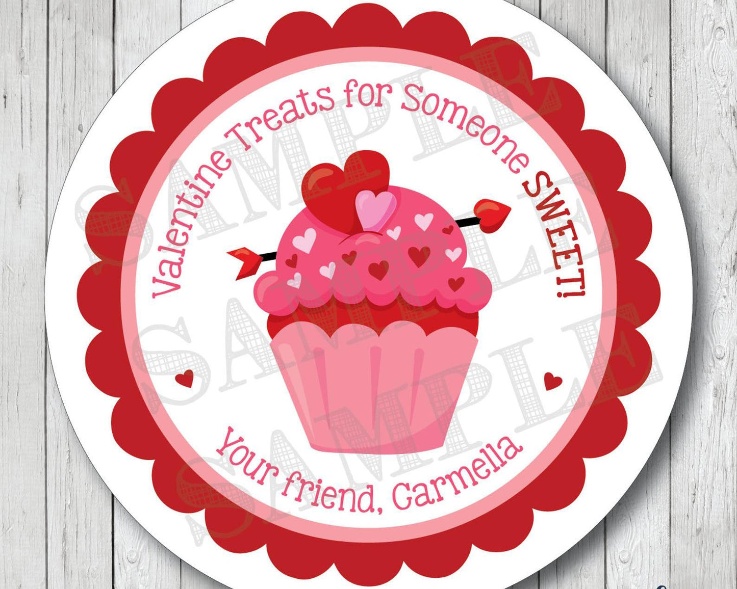 Cupcake Valentine Stickers . Valentine's Day Stickers or Tags - Scrap Bits