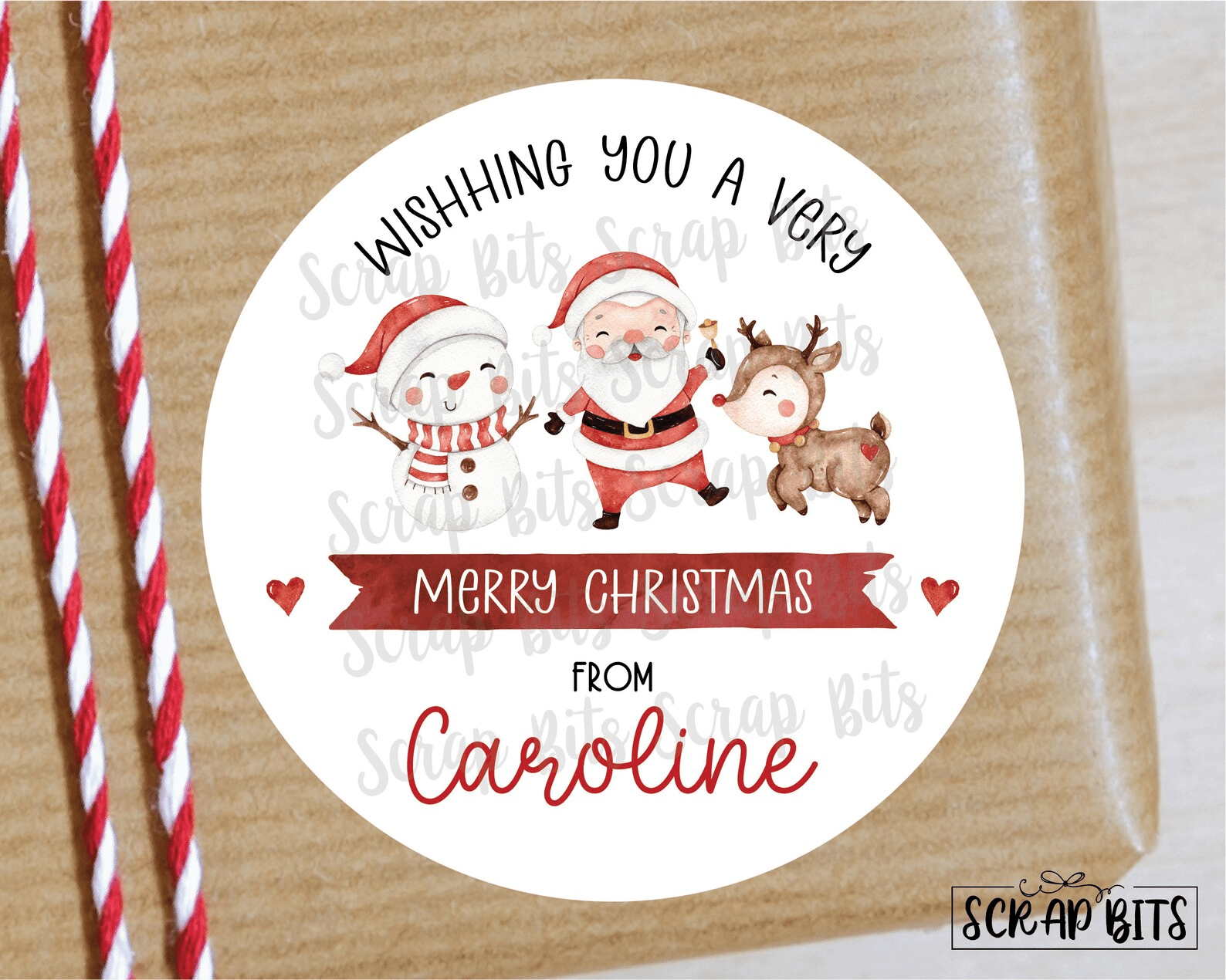 Cute Christmas Stickers, Snowman, Santa, Reindeer . Christmas Gift Labels - Scrap Bits