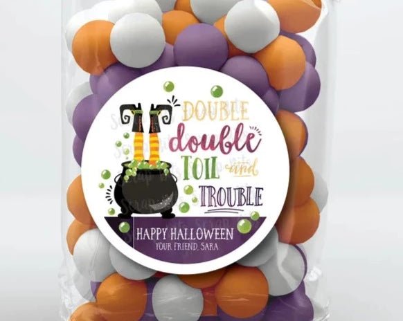 Double Double Toil & Trouble, Witches Brew . Halloween Stickers or Tags - Scrap Bits