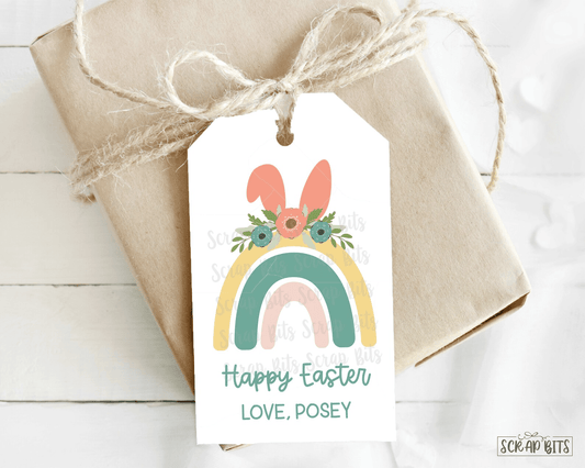 Easter Bunny Ears Rainbow, Personalized Easter Gift Tags - Scrap Bits