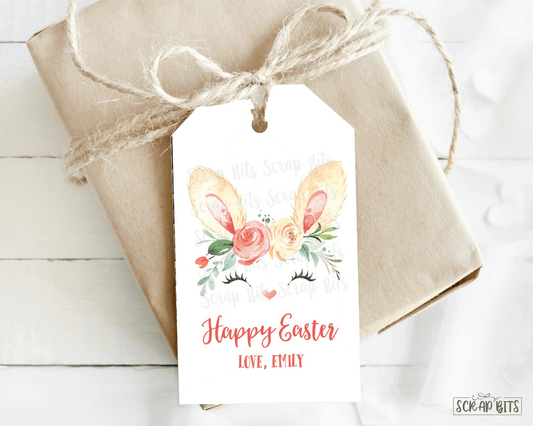 Easter Bunny Ears, Winking Bunny, Personalized Easter Gift Tags - Scrap Bits