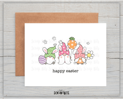 Easter Gnomes Card . Single or Set of 10 - Scrap Bits