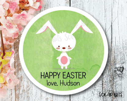 Easter Stickers . Cute Easter Bunny . Personalized Easter Gift Labels - Scrap Bits