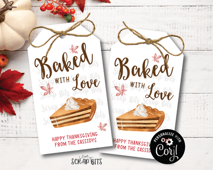 Fall Pie Slice Baked With Love Tags, Printable Fall Baking Tags . Instant Download Editable Template - Scrap Bits