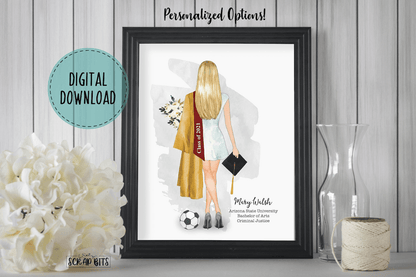 Female Graduation Print, Personalized Graduation Gift for Her, Full Body . Digital Portrait Print - Scrap Bits