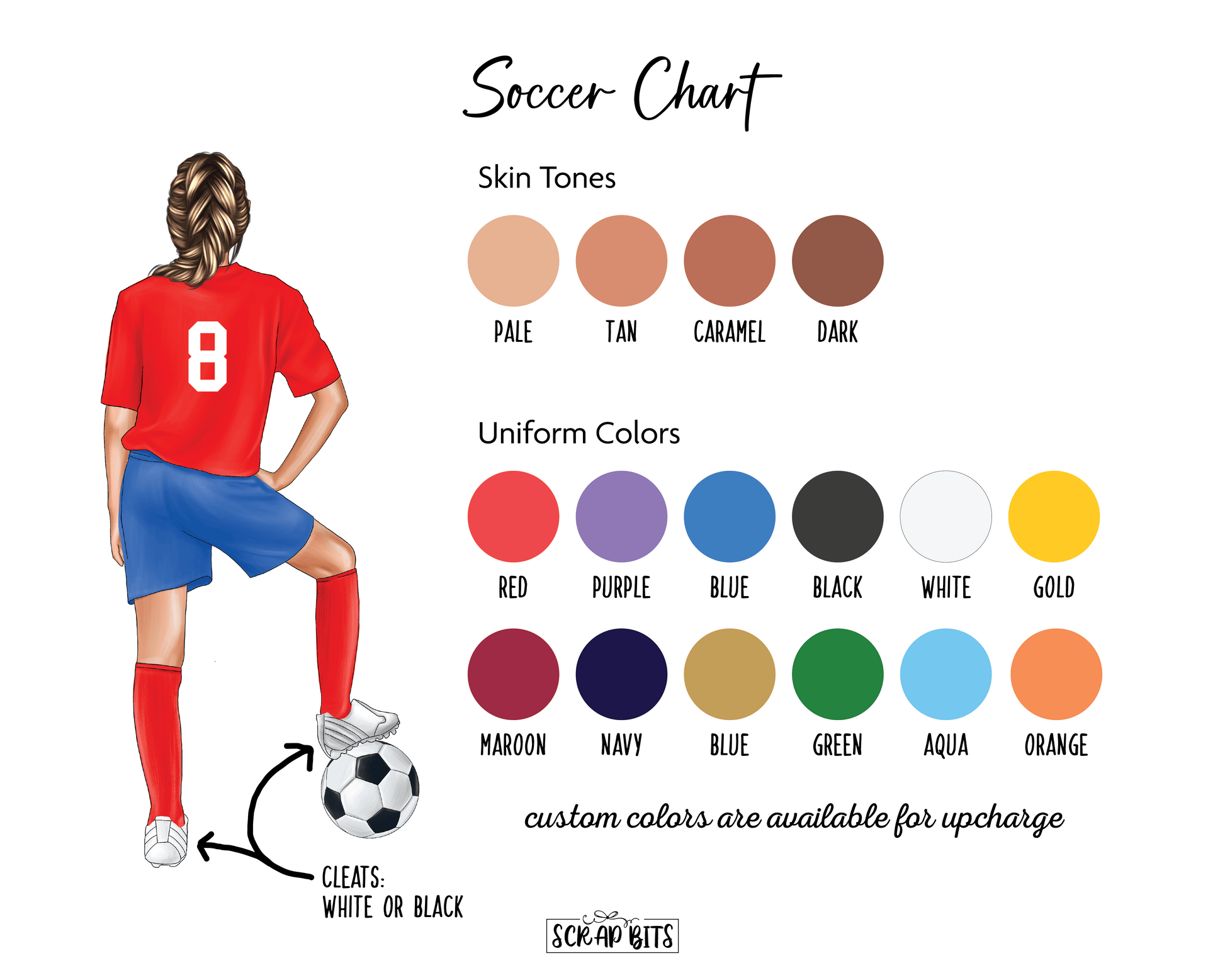 Female Soccer Team Print, Custom Soccer Team Gift . Personalized Digital Portrait Print - Scrap Bits
