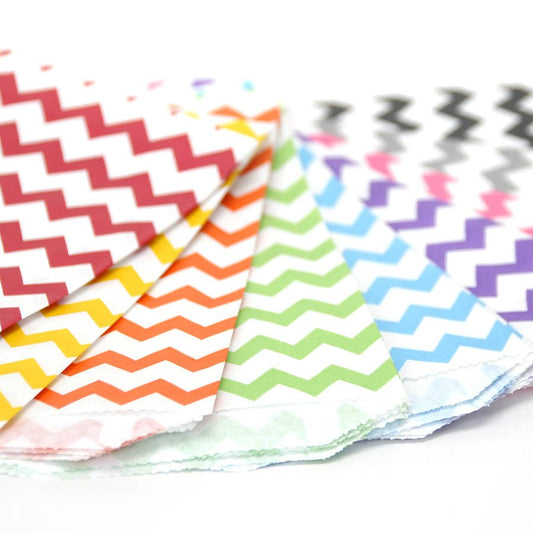Flat Treat Bags, Chevron Paper Gift Bags, Favor Bags (Medium) . 5x75 inches - Scrap Bits
