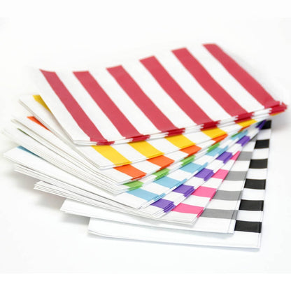 Flat Treat Bags, Horizontal Stripe Paper Gift Bags, Favor Bags (Medium) . 5x75 inches - Scrap Bits