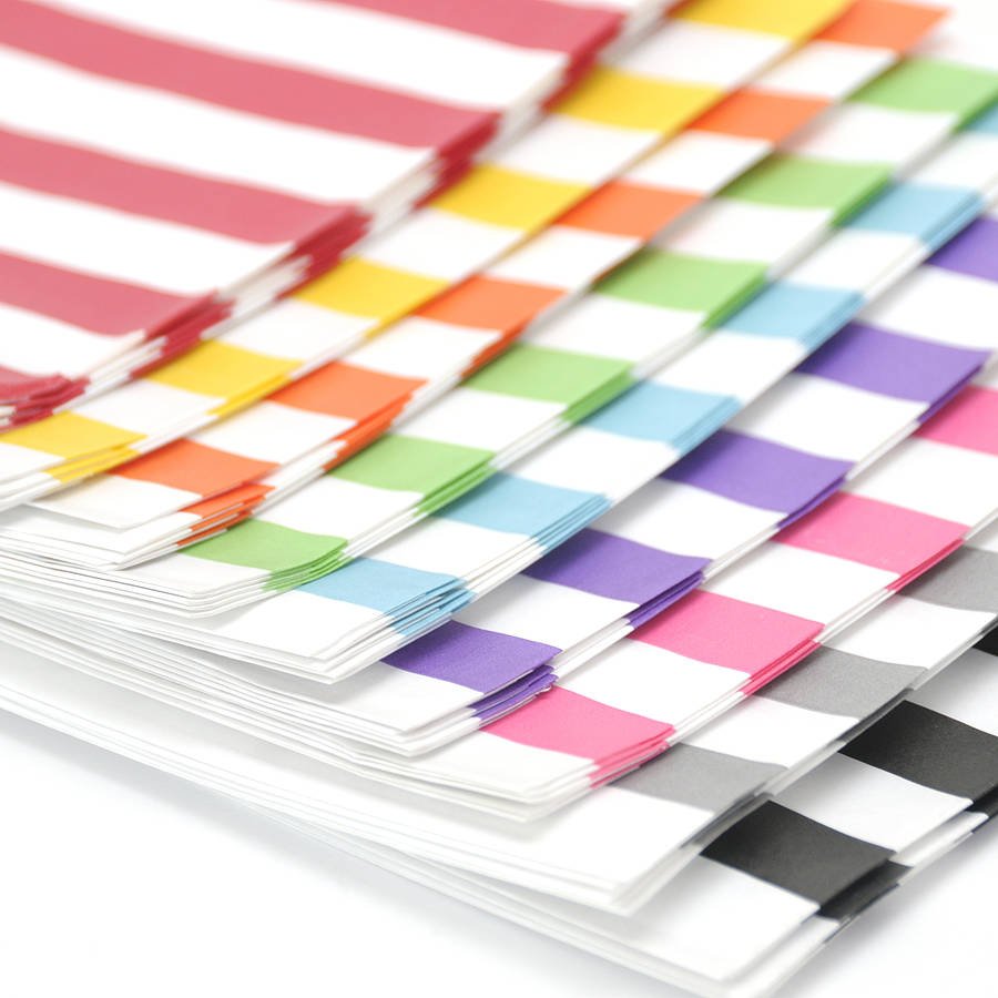 Flat Treat Bags, Horizontal Stripe Paper Gift Bags, Favor Bags (Medium) . 5x75 inches - Scrap Bits