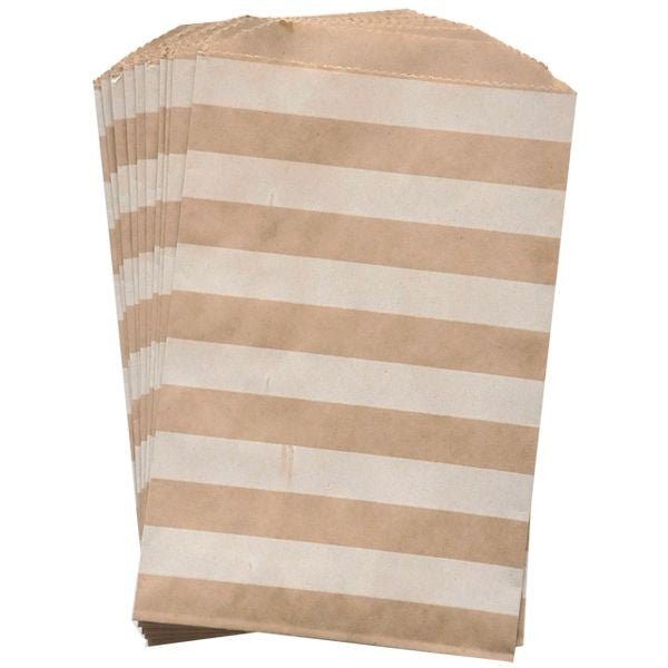 Flat Treat Bags, Kraft Paper Gift Bags . White Polka Dots, Stripes, Chevron or Honeycomb . 5x7.5 inches - Scrap Bits