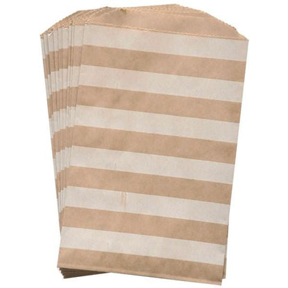 Flat Treat Bags, Kraft Paper Gift Bags . White Polka Dots, Stripes, Chevron or Honeycomb . 5x7.5 inches - Scrap Bits