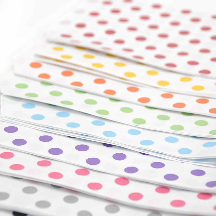 Flat Treat Bags, Polka Dot Paper Gift Bags, Favor Bags (Medium) . 5x75 inches - Scrap Bits