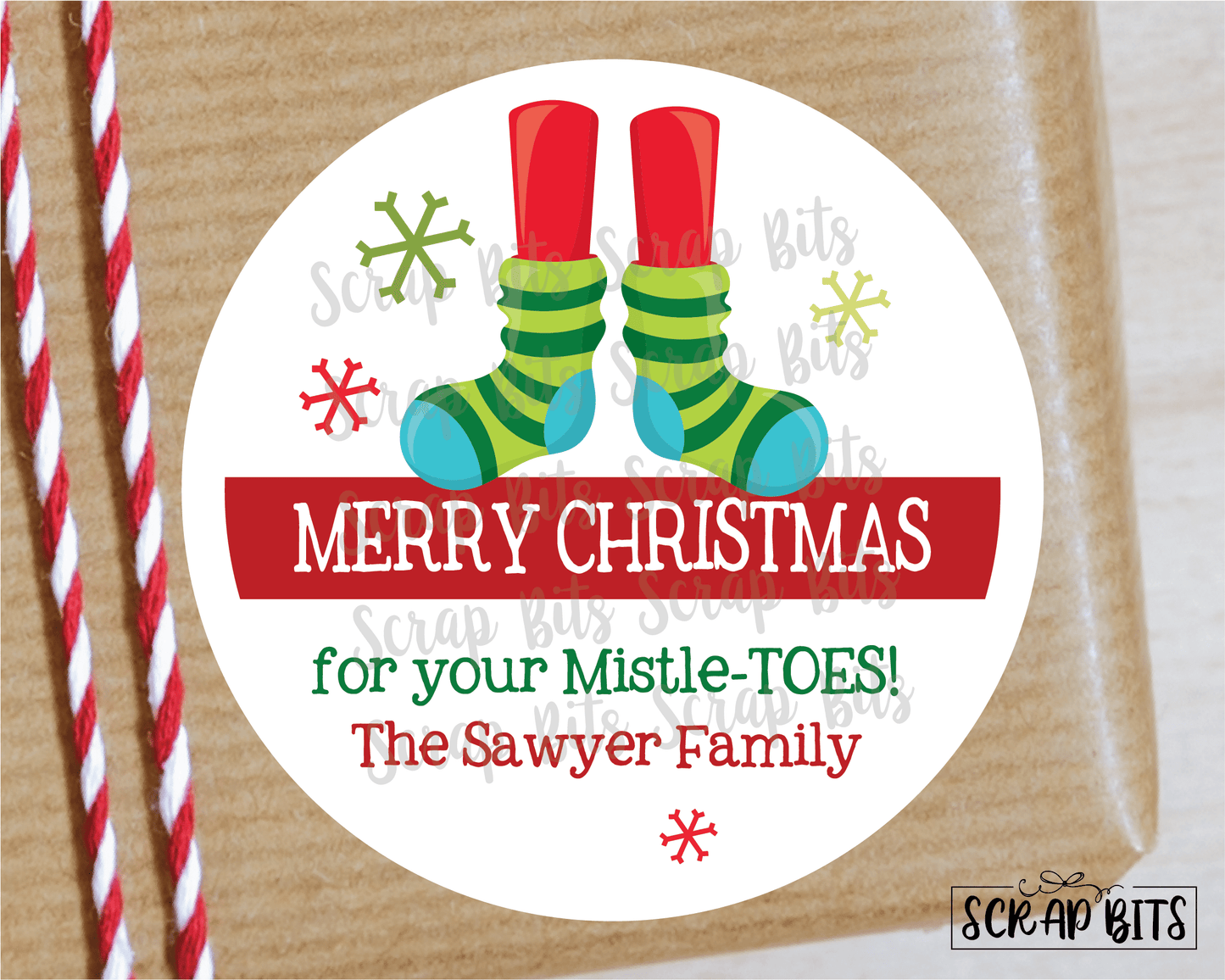 For Your Mistle-toes Christmas Socks Stickers or Tags. Christmas Gift Labels - Scrap Bits