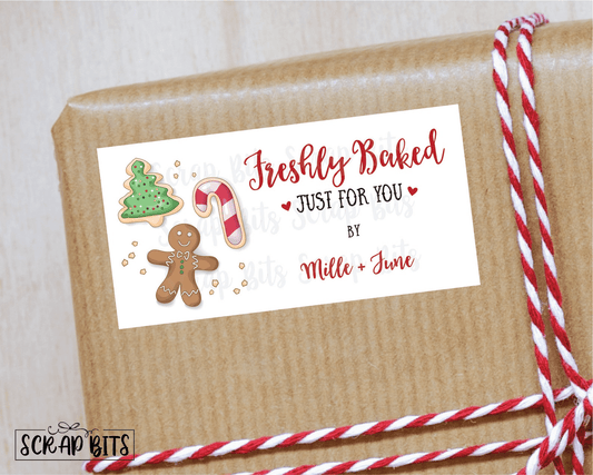 Freshly Baked Just For You, Christmas Cookies Baking Labels . Rectangular Christmas Gift Labels - Scrap Bits