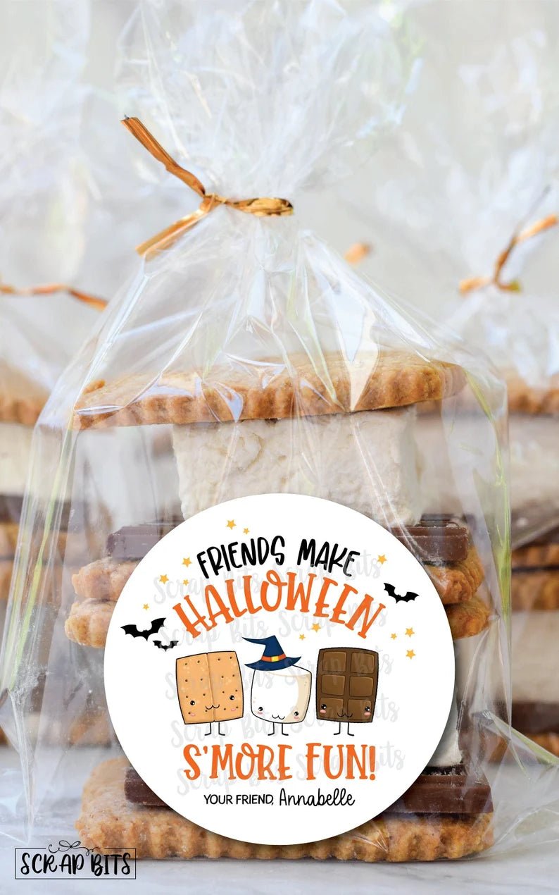 Friends Make Halloween Smore Fun, S'mores Halloween Stickers or Tags - Scrap Bits
