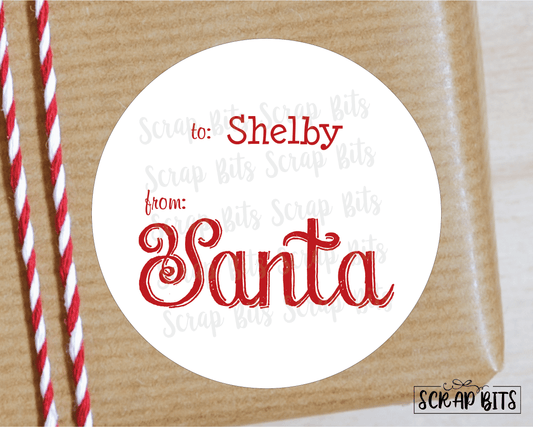 From Santa Chalkboard Lettering Stickers or Tags . Christmas Gift Labels - Scrap Bits