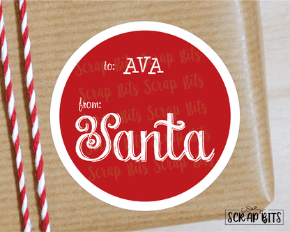 From Santa Chalkboard Lettering Stickers or Tags . Christmas Gift Labels - Scrap Bits