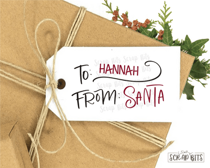 From Santa, Doodle Lettering . Personalized Christmas Gift Tags - Scrap Bits