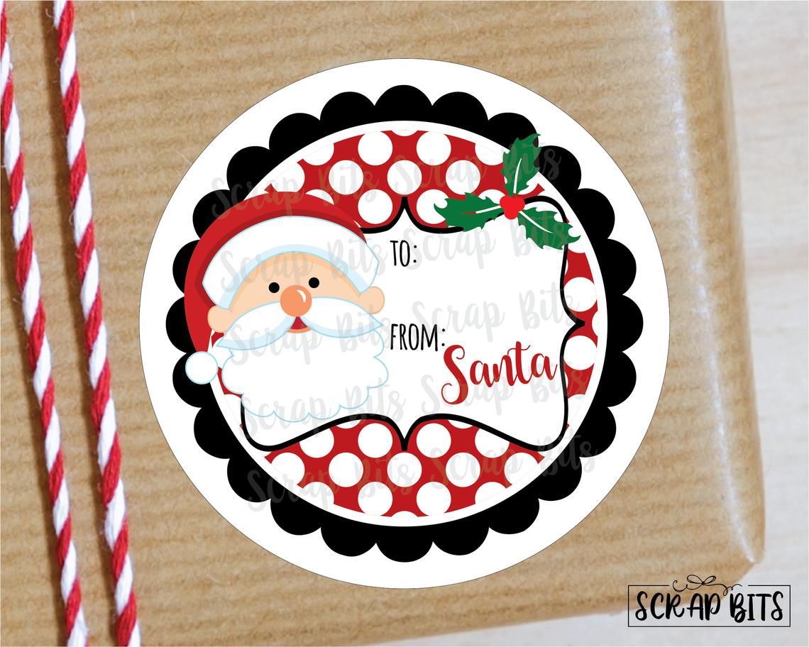 From Santa Stickers or Tags, Bold Dots . Christmas Gift Labels - Scrap Bits