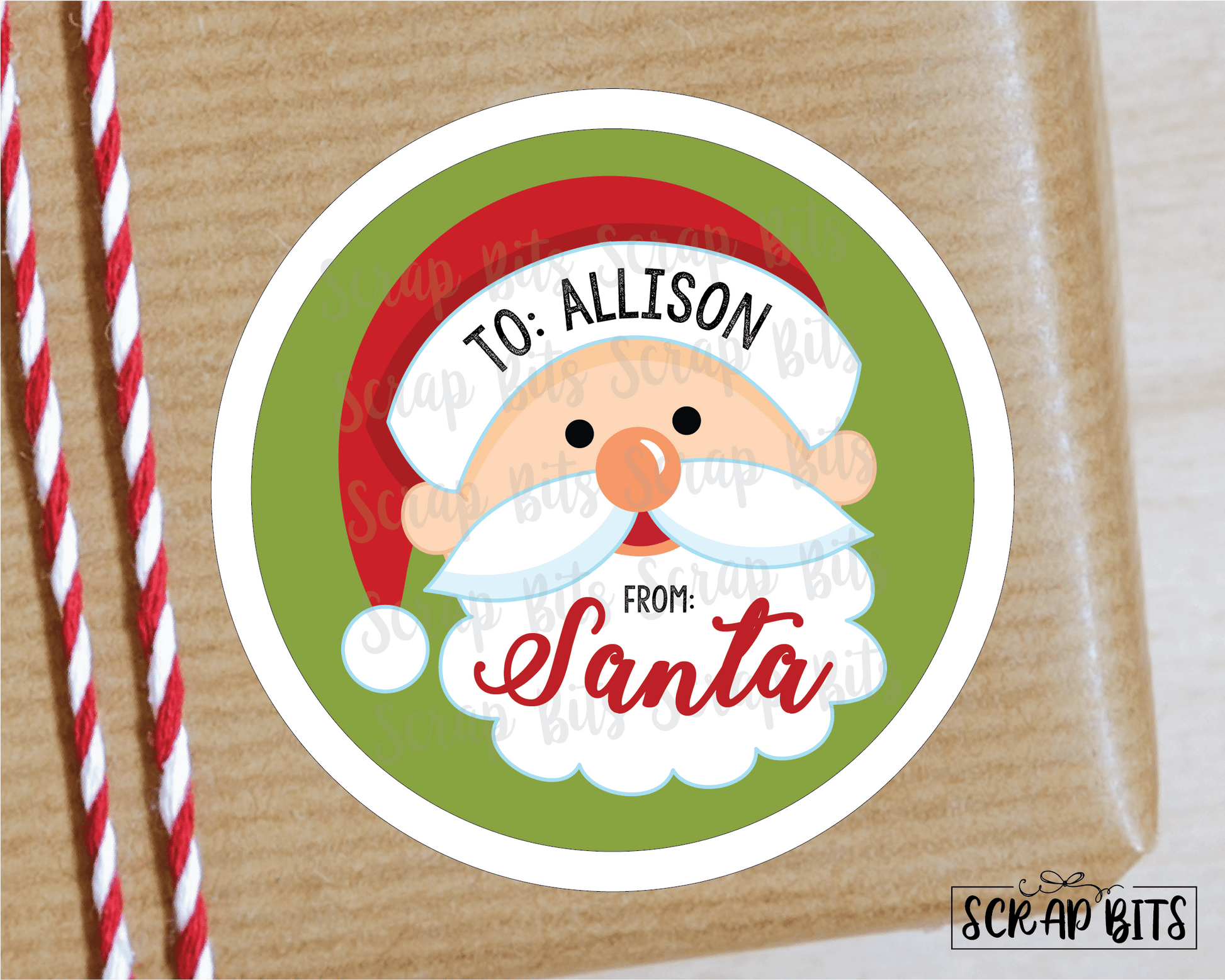 From Santa Stickers or Tags, Santa Face . Christmas Gift Labels - Scrap Bits