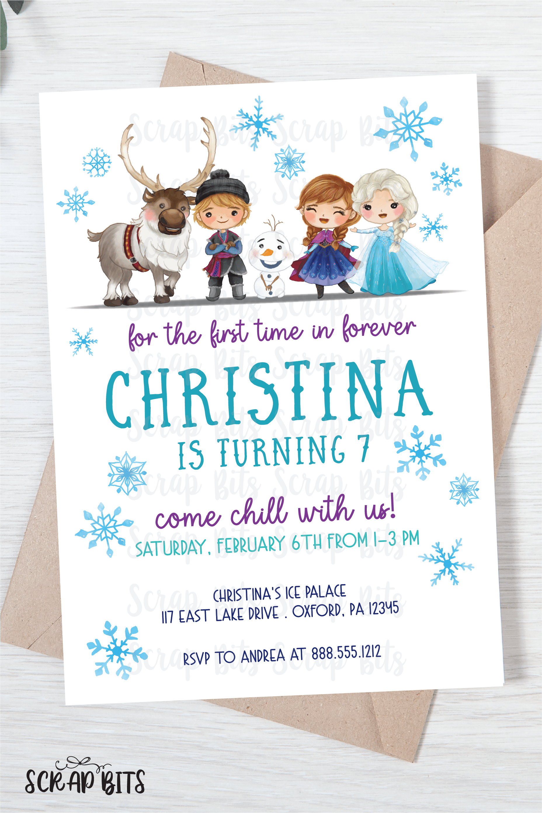 Frozen Birthday Invitation, For The First Time In Forever Frozen Friends . Instant Download Editable Template - Scrap Bits