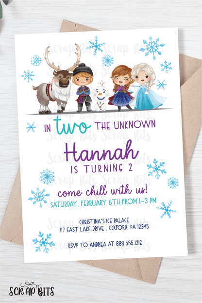Frozen Birthday Invitation, In Two The Unknown Frozen Friends . Instant Download Editable Template - Scrap Bits