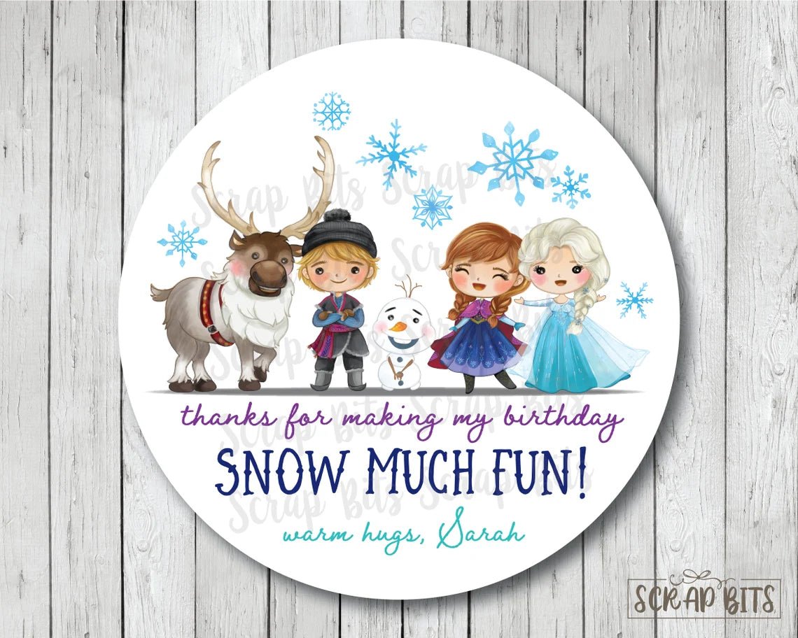 Frozen Friends Snow Much Fun Stickers . Birthday Party Favor Stickers or Tags - Scrap Bits