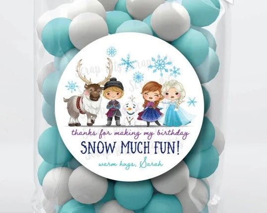 Frozen Friends Snow Much Fun Stickers . Birthday Party Favor Stickers or Tags - Scrap Bits