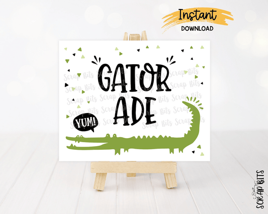 Gator Ade Alligator Party Sign . Instant Download - Scrap Bits