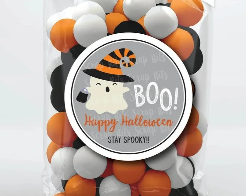 Ghost Stickers . Halloween Treat Bag Stickers or Tags - Scrap Bits