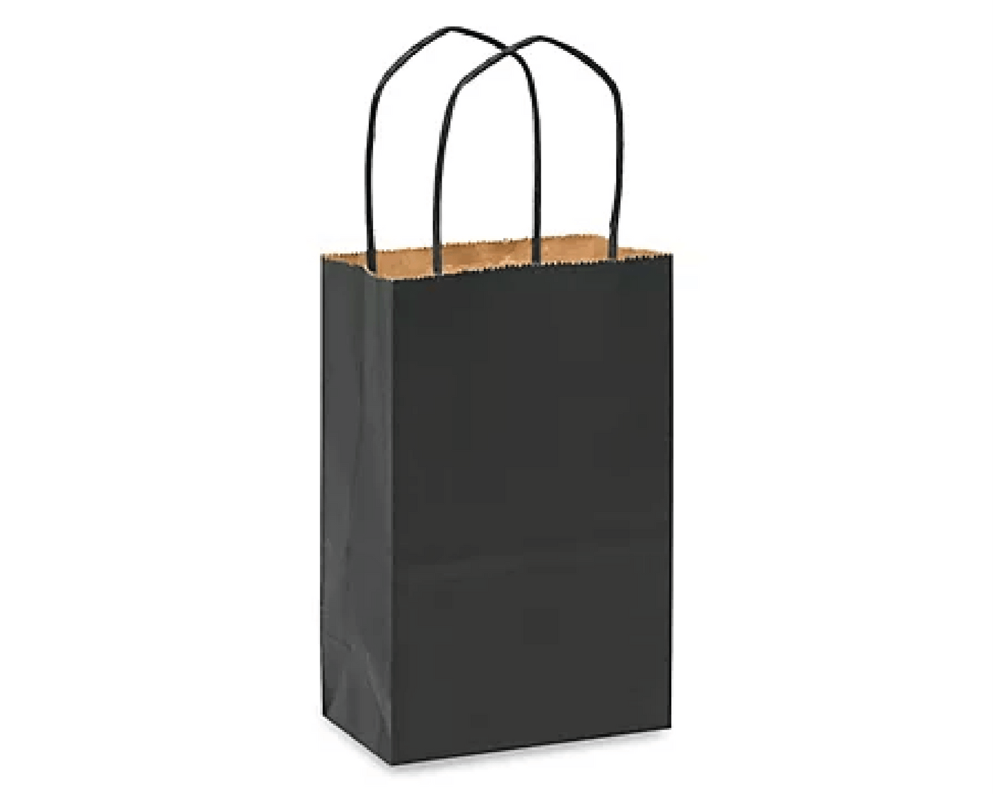 Gift Bags with Handles, Black Favor Bags . Rose Size Shopping Bags 5-1/4" x 3-1/2" x 8-1/4" - Scrap Bits