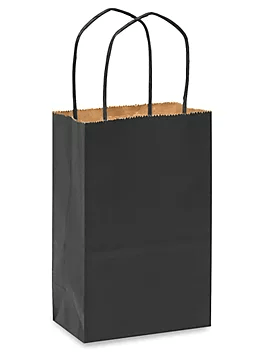 Gift Bags with Handles, Black Favor Bags . Rose Size Shopping Bags 5-1/4" x 3-1/2" x 8-1/4" - Scrap Bits