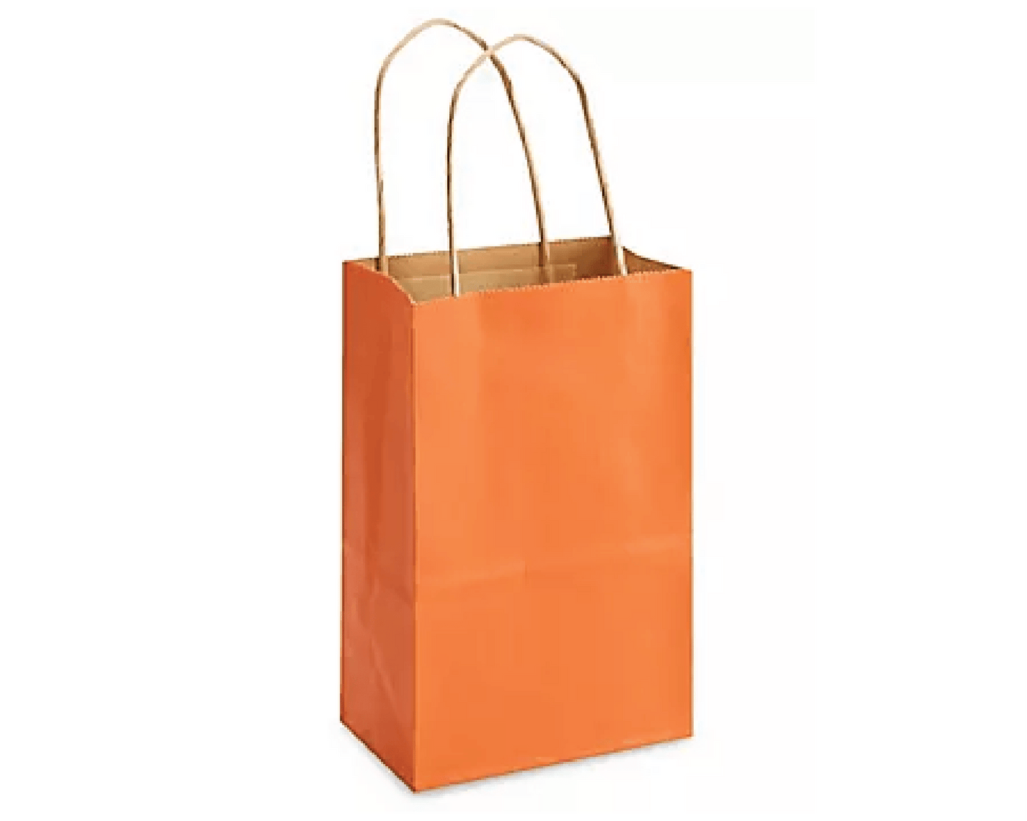 Gift Bags with Handles, Orange Favor Bags . Rose Size Shopping Bags 5-1/4" x 3-1/2" x 8-1/4" - Scrap Bits