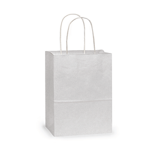 Gift Bags with Handles, White Favor Bags . Rose Size Shopping Bags 5-1/4" x 3-1/2" x 8-1/4" - Scrap Bits