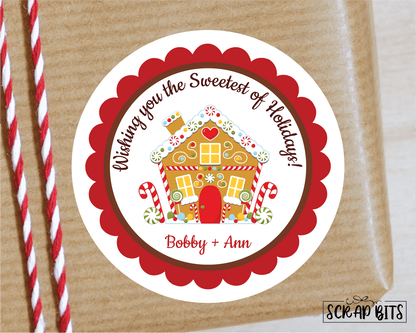 Gingerbread House Stickers or Tags . Christmas Gift Labels - Scrap Bits