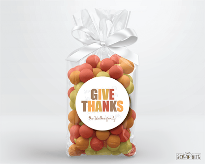 Give Thanks, Bold Lettering . Thanksgiving Stickers or Tags - Scrap Bits