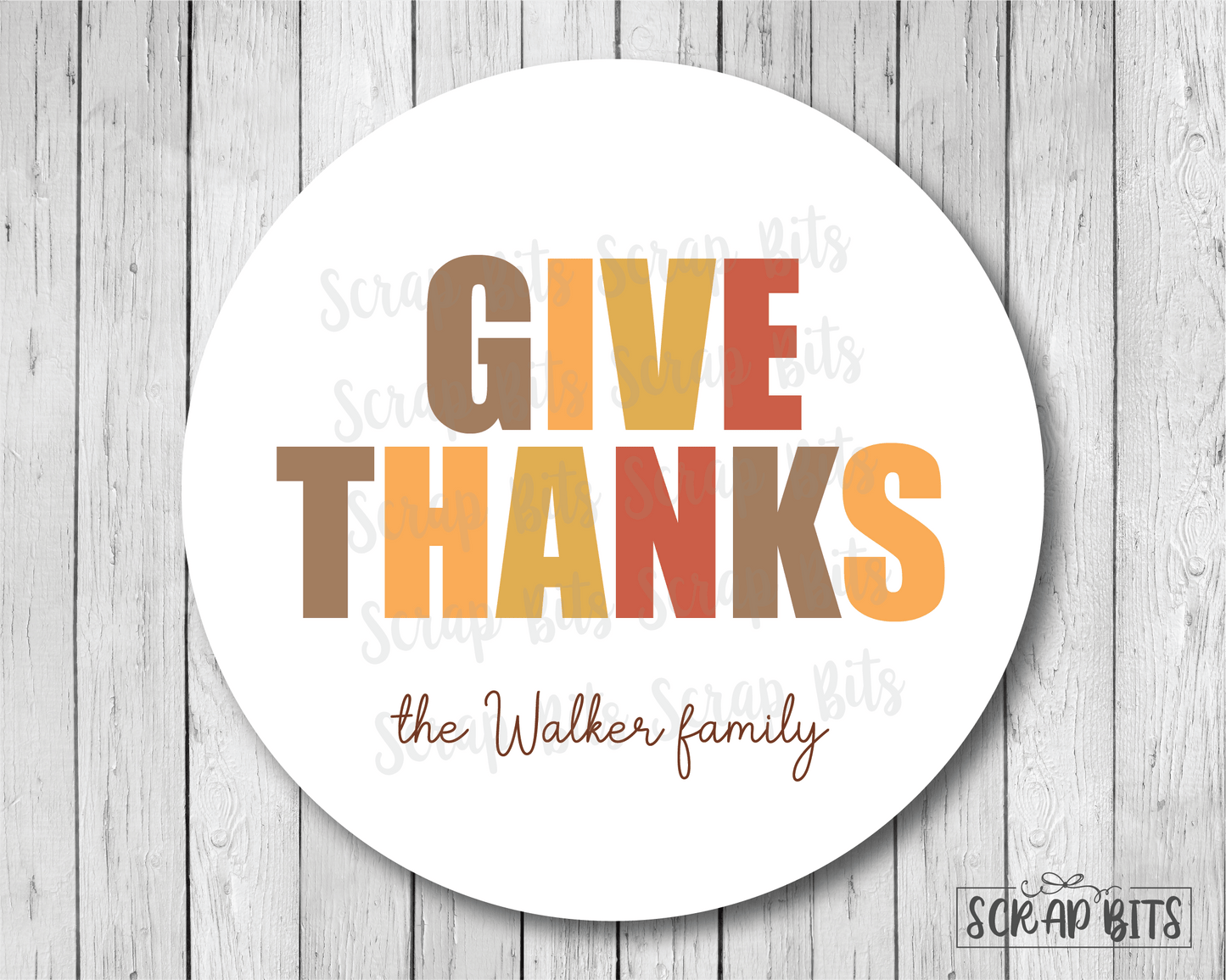 Give Thanks, Bold Lettering . Thanksgiving Stickers or Tags - Scrap Bits