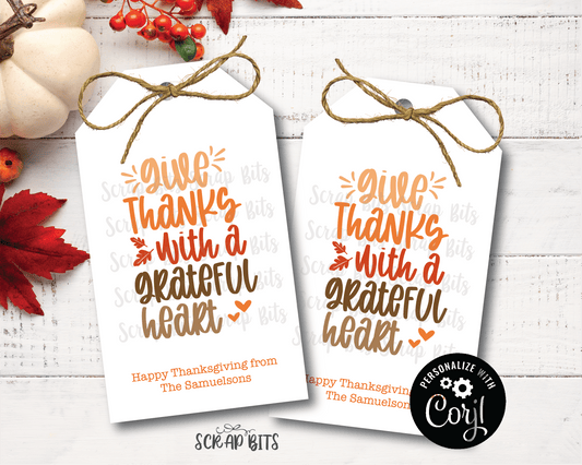 Give Thanks Tags, Printable Thanksgiving Tags, Thanksgiving Word Stacks . Instant Download Editable Template - Scrap Bits