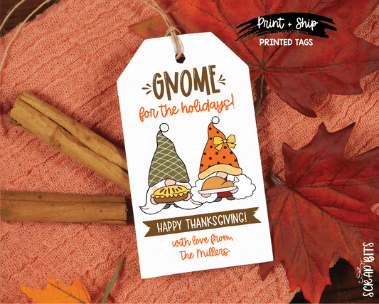 Gnome For The Holidays Thanksgiving Gnome Tags . Personalized Thanksgiving Favor Tags - Scrap Bits