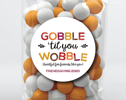 Gobble Til You Wobble Stickers, Friendsgiving Stickers . Thanksgiving Stickers or Tags - Scrap Bits